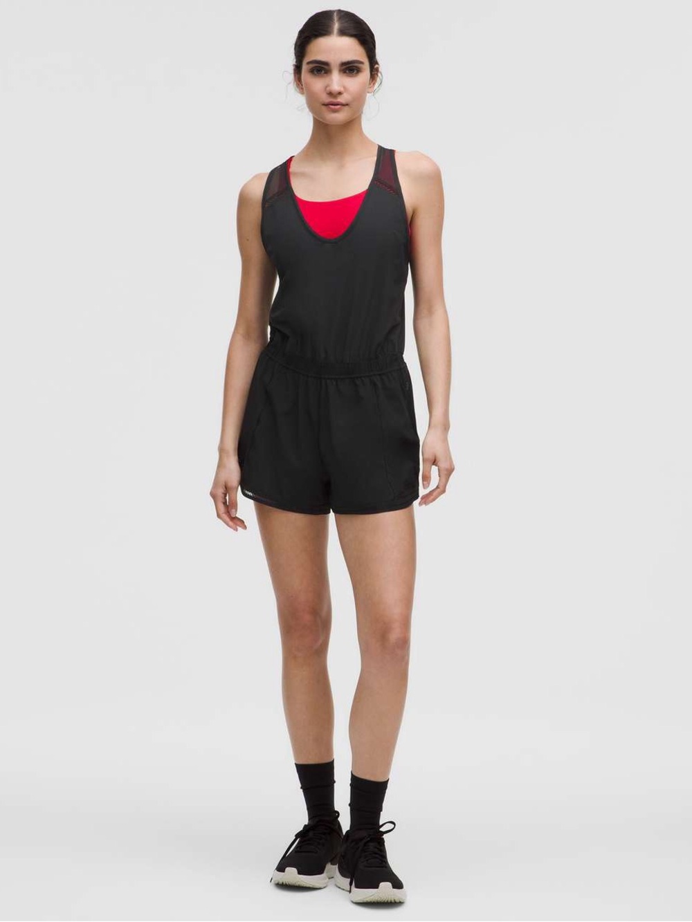 389. Lululemon Hotty Hot Running Romper * Lace Trim Black